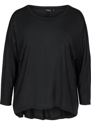 Enfärgad tröja med långa ärmar, Black, Packshot image number 0