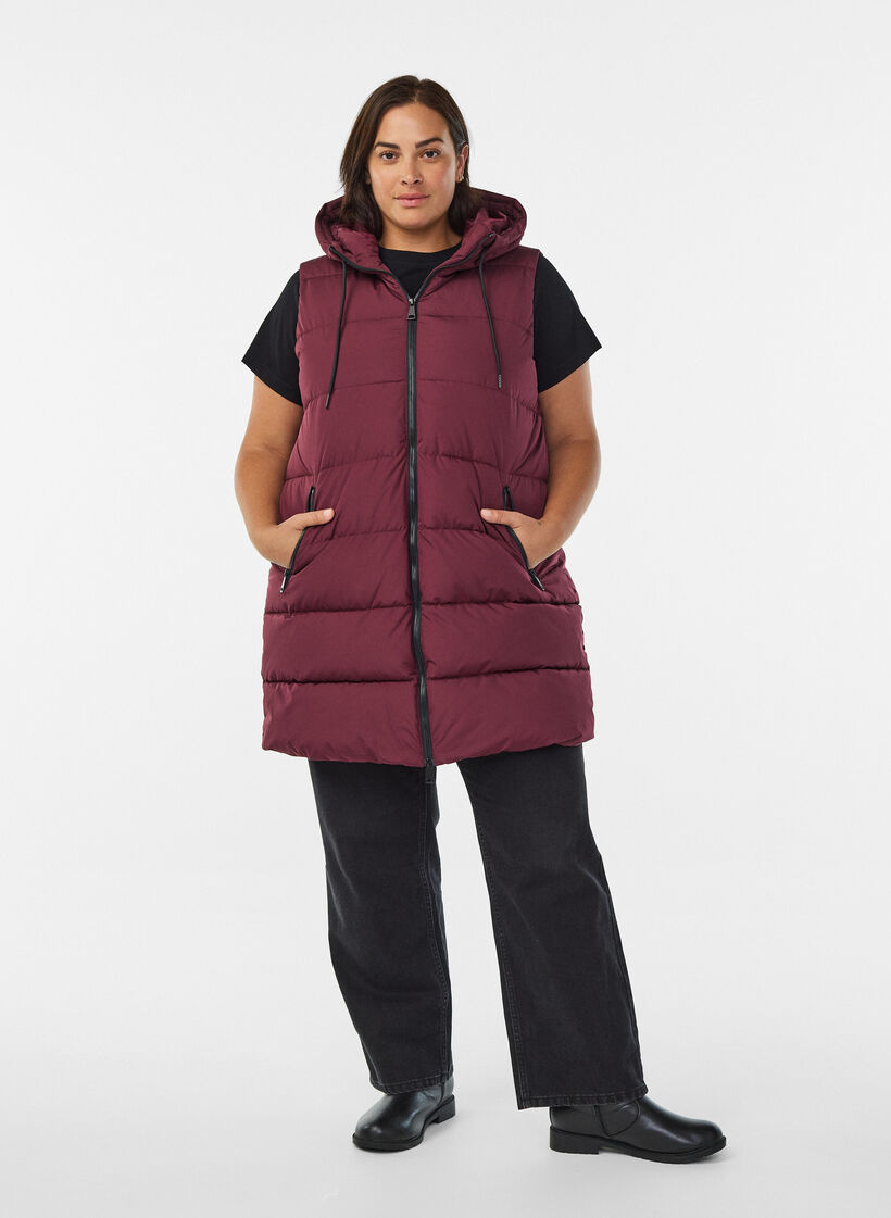 L&aring;ng v&auml;st med huva och fickor, R&ouml;d, Model image number 1