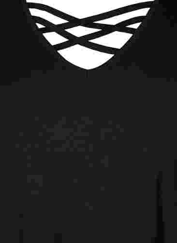 V-ringad t-shirt med snör-detaljer, Black, Packshot image number 2