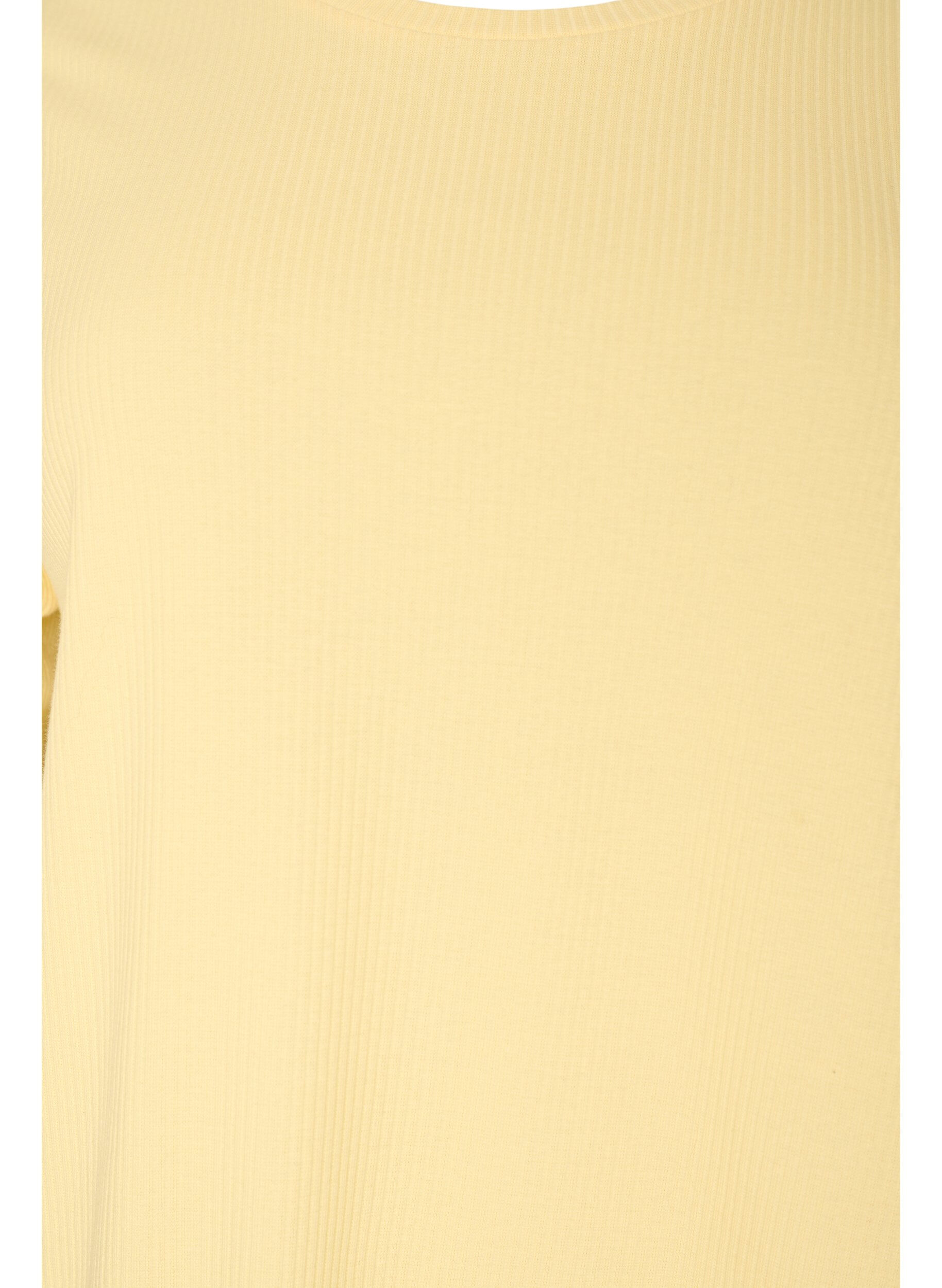 ZizziBlus i ribbad jersey med korta &auml;rmar, Gul, Packshot image number 2