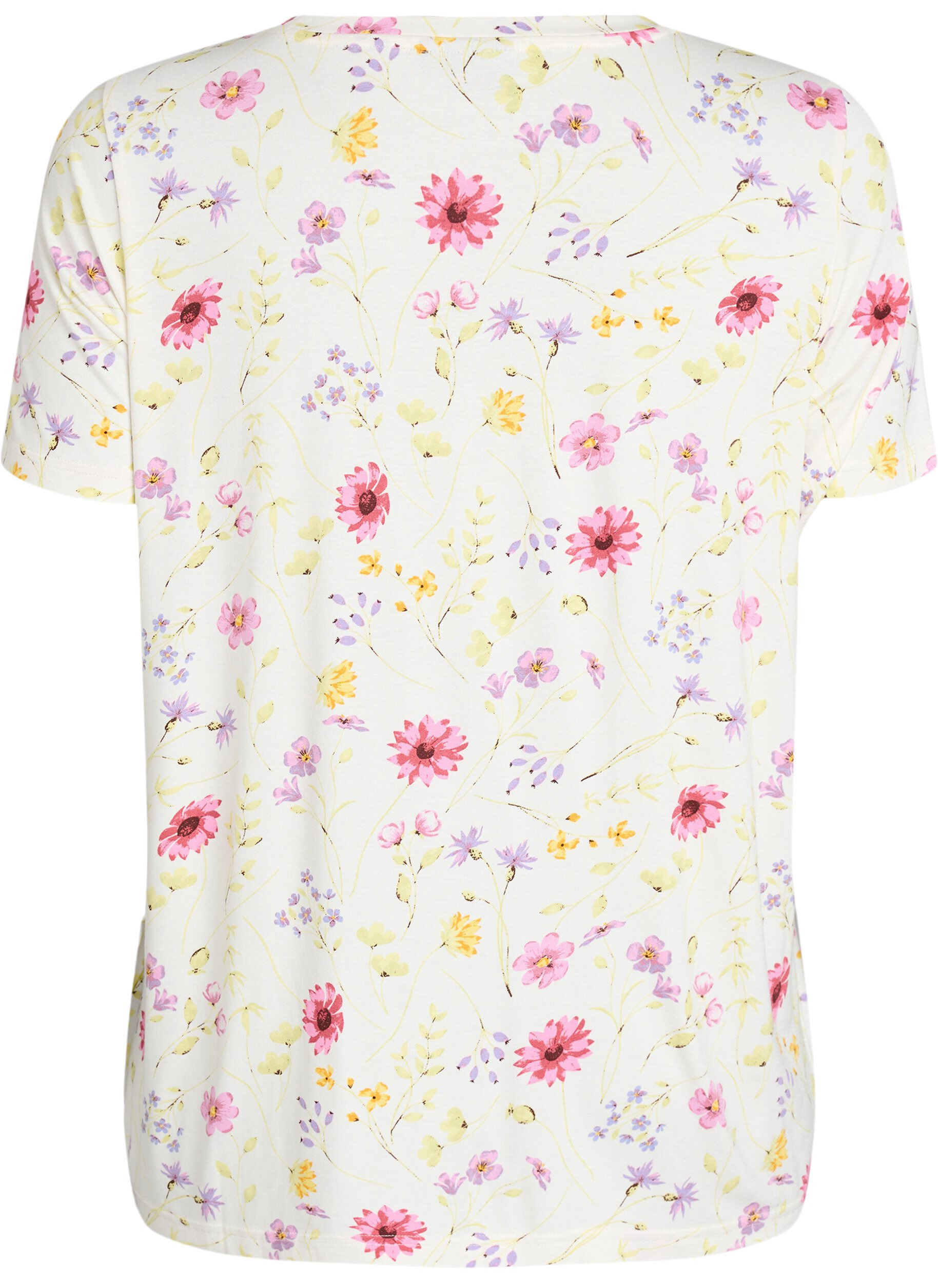 ZizziT-shirt med blommigt tryck, Vit, Packshot image number 1
