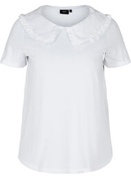 T-shirt i bomull med krage, Bright White