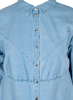 Jeansklänning med knappar och långa ärmar, Light blue denim, Packshot image number 2