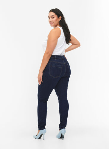 Amy jeans med hög midja och super slim fit, Dark blue, Model image number 1