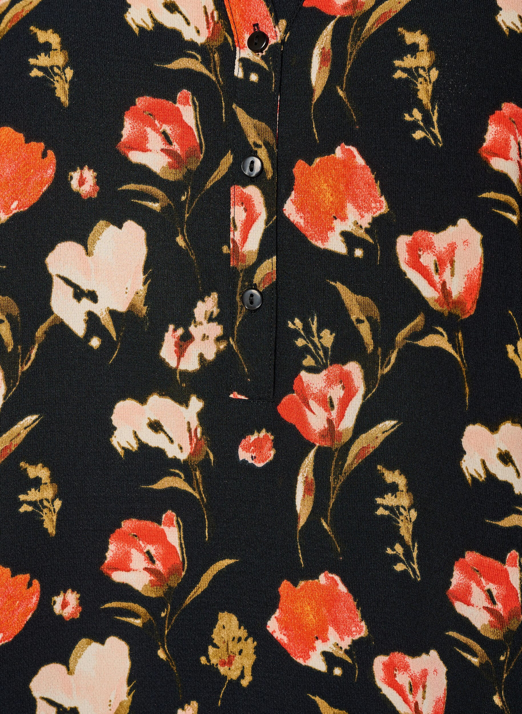 ZizziV-ringad blus med korta &auml;rmar, Svart, Packshot image number 2