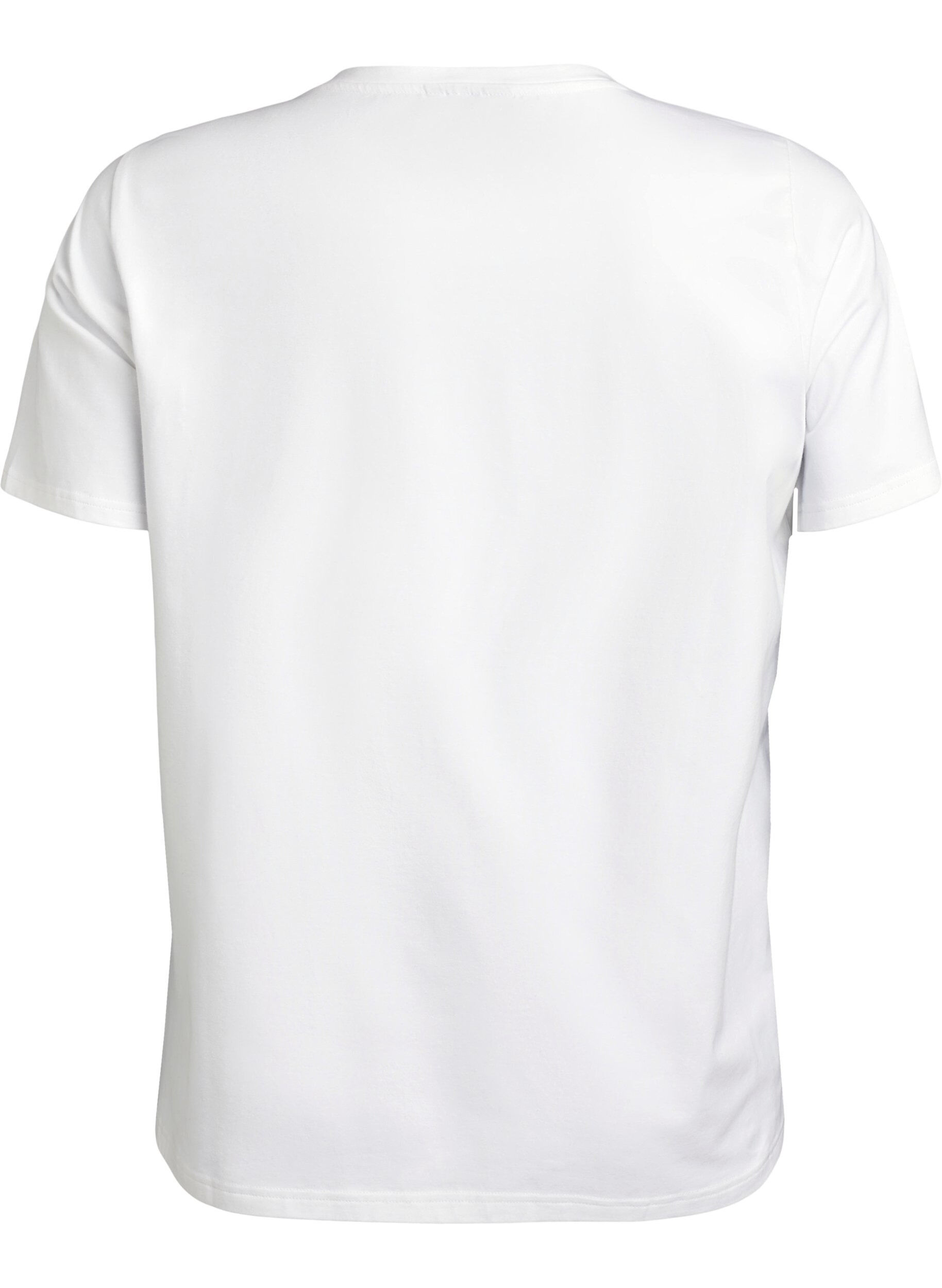 Zizzi T-shirt i ekologisk bomull med blommigt tryck, B. White w. EMB, Packshot image number 1