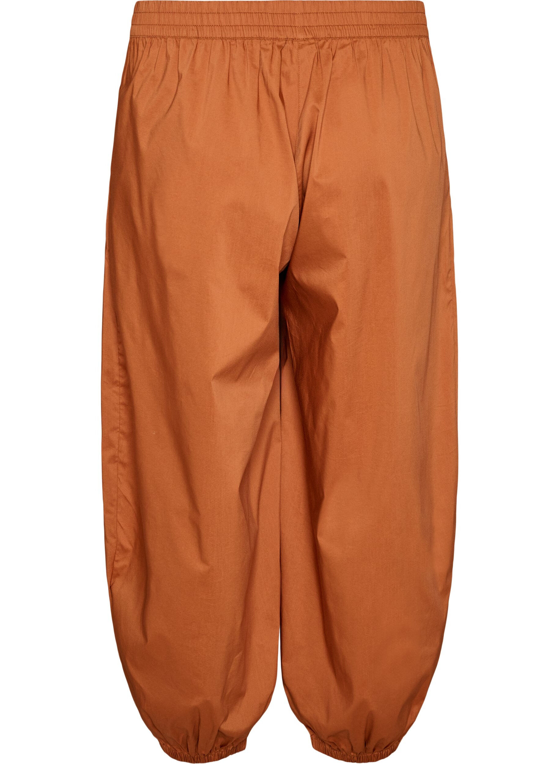 ZizziBallongbyxor med fickor och res&aring;r i midjan, Brun, Packshot image number 1