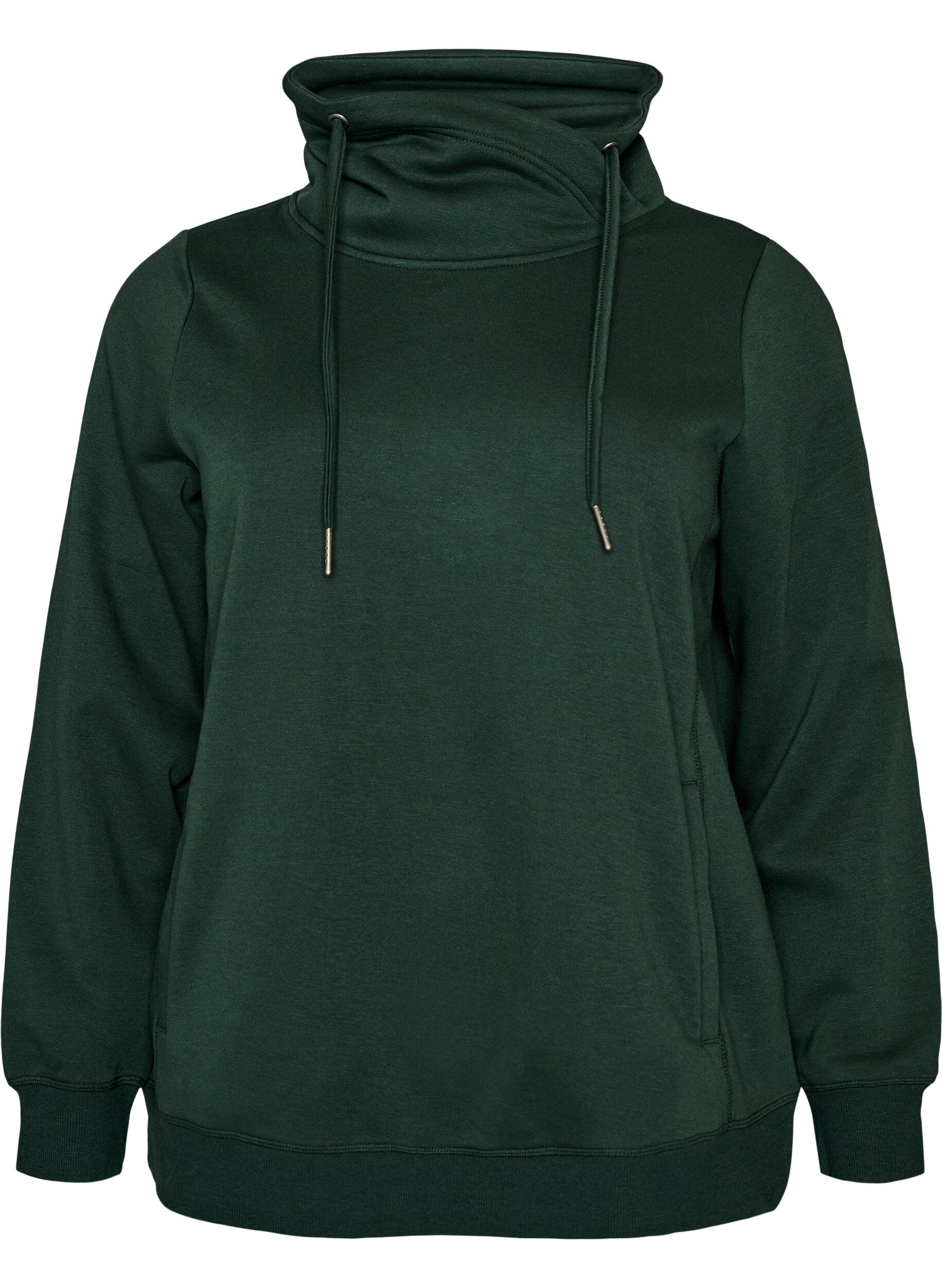FLASH - Sweatshirt med h&ouml;g krage och fickor