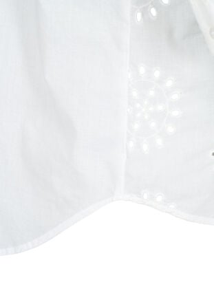 Skjortblus med anglaise-broderier och trekvartsärmar, Bright White, Packshot image number 3