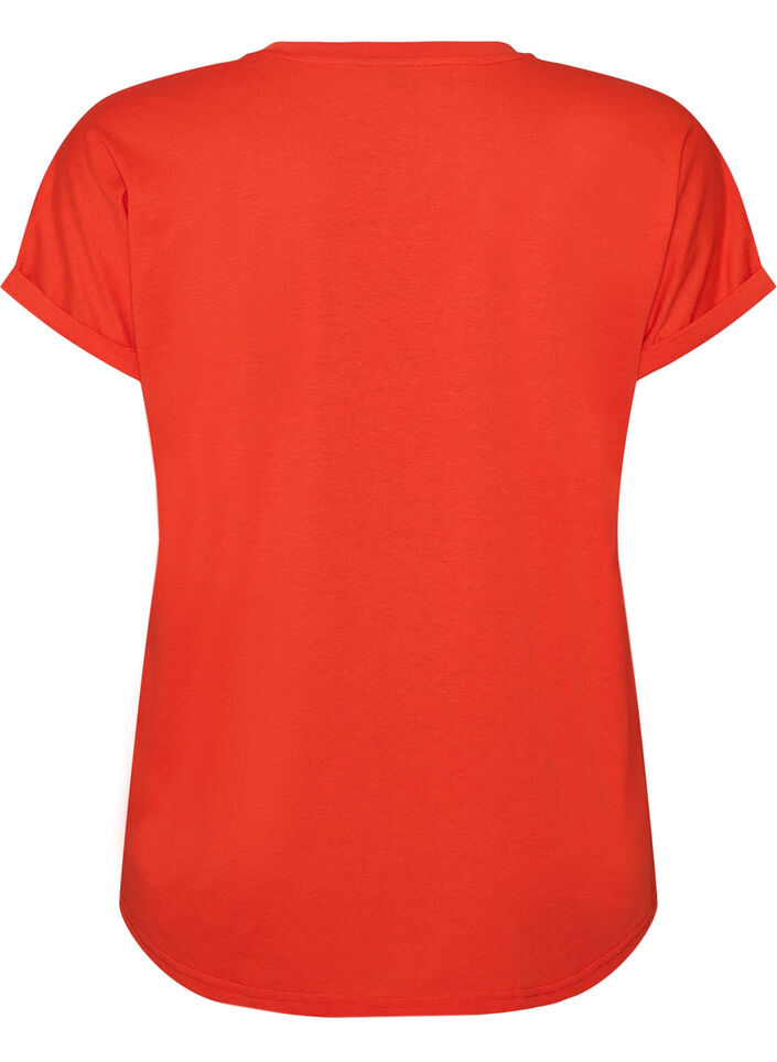 Kort&auml;rmad t-shirt i bomullsmix, Orange, Packshot image number 1