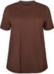 Enkel t-shirt i bomull med rund halsringning, Brun, Packshot image number 0
