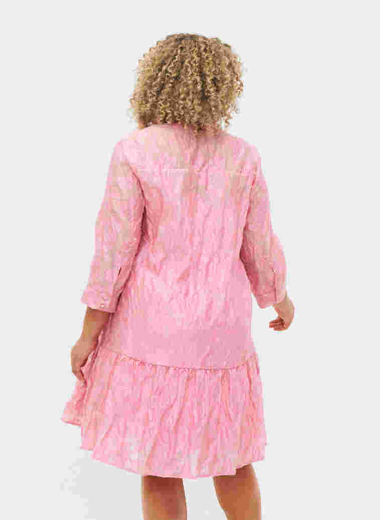 A-linjeformad jacquardklänning med volanger, Cashmere Rose, Model image number 1