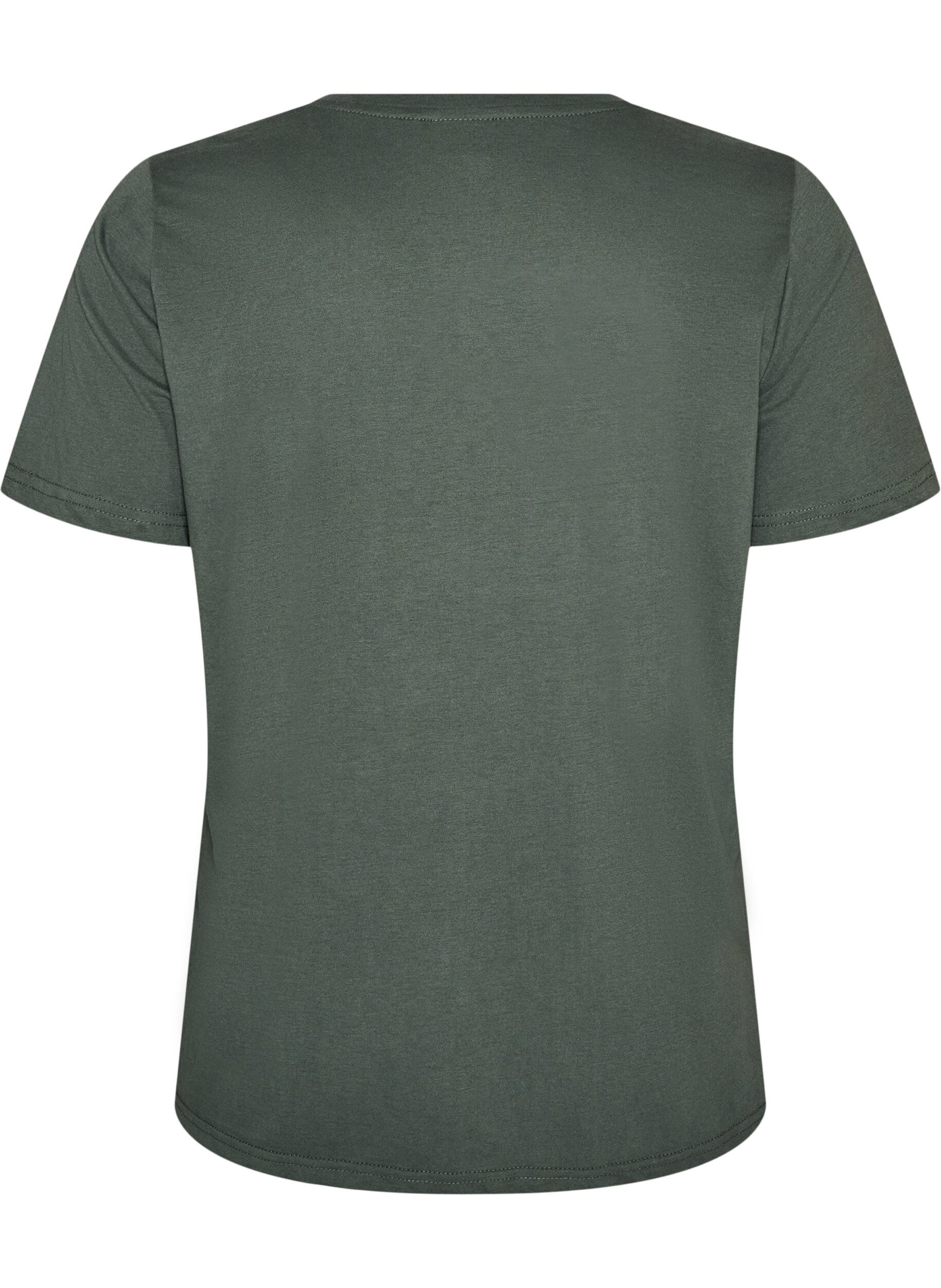 ZizziT-shirt med tryck, Gr&ouml;n, Packshot image number 1