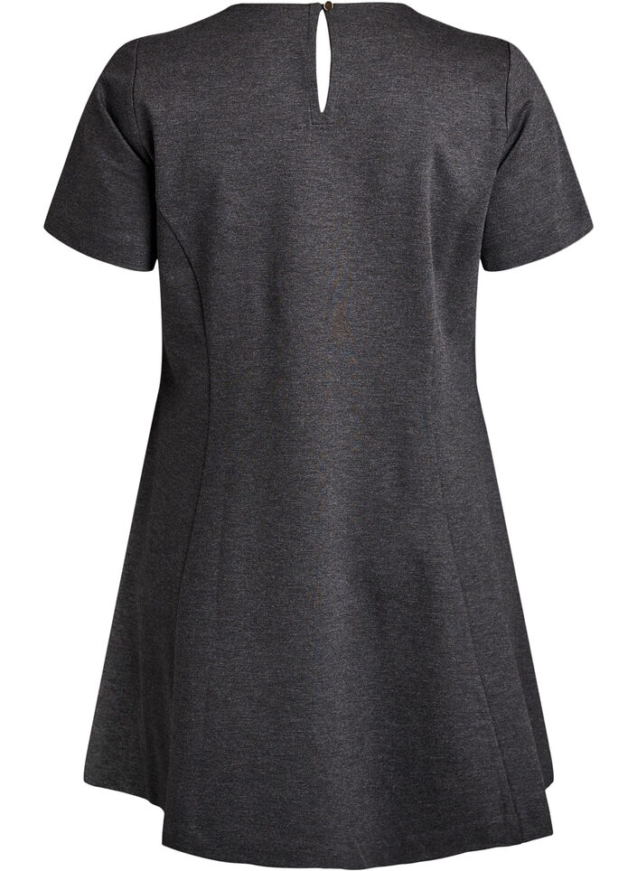 Kort a-linjeformad jerseyklänning, Grå, Packshot image number 1