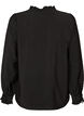 Skjortblus med broderade blomapplikationer, Svart, Packshot image number 1
