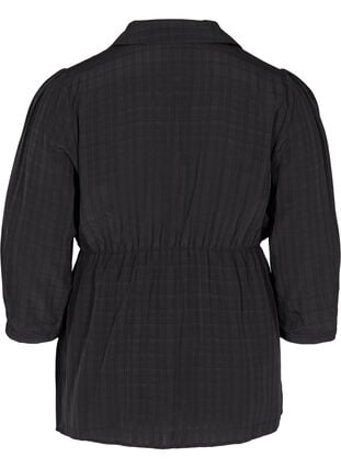 Skjorta med 3/4 puffärmar och krage, Black, Packshot image number 1