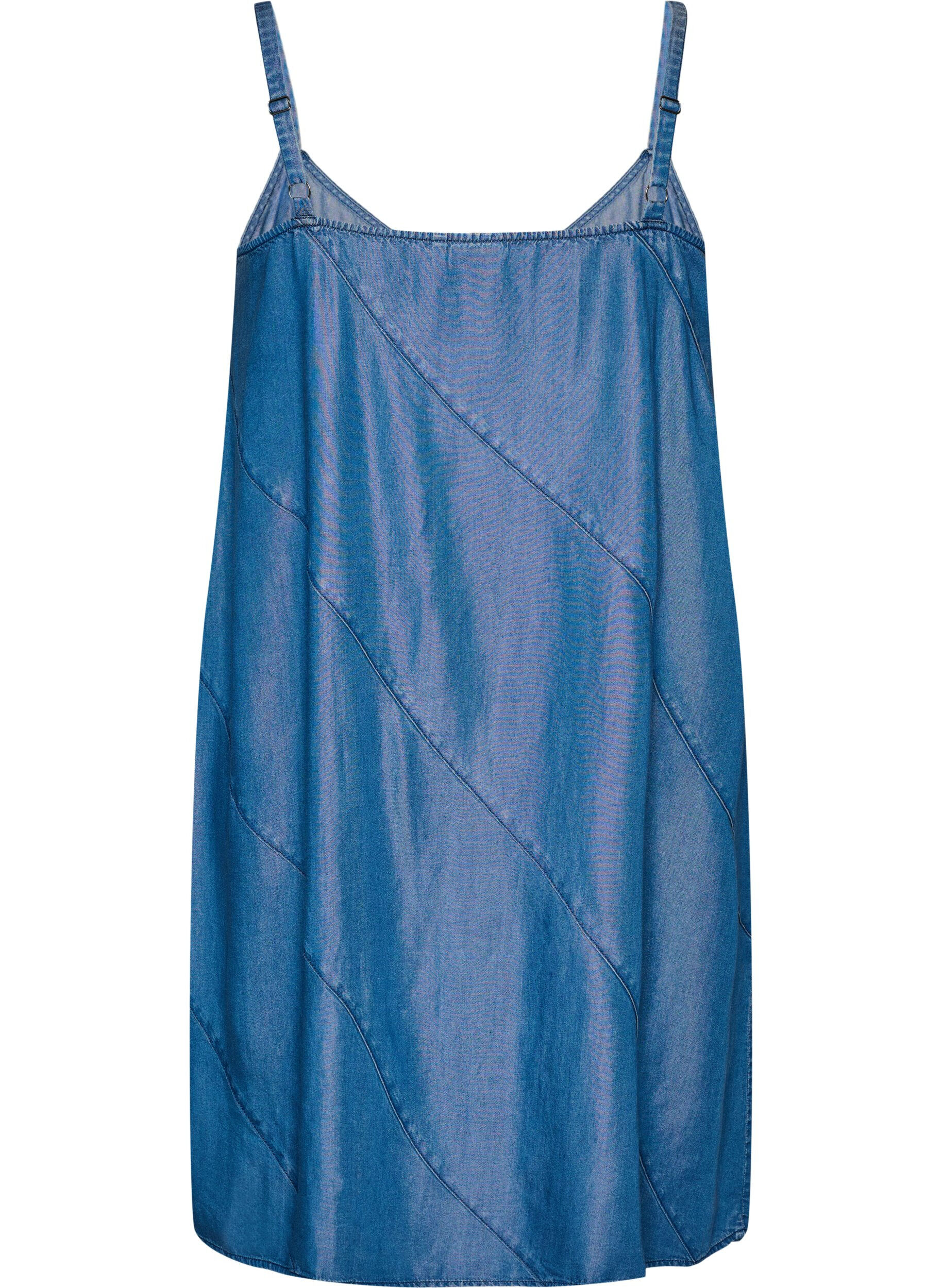 ZizziKl&auml;nning i denimlook i TENCEL&trade; Lyocell med axelband, Bl&aring;, Packshot image number 1
