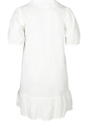 Skjortklänning i bomull med ballongärmar, Bright White, Packshot image number 1