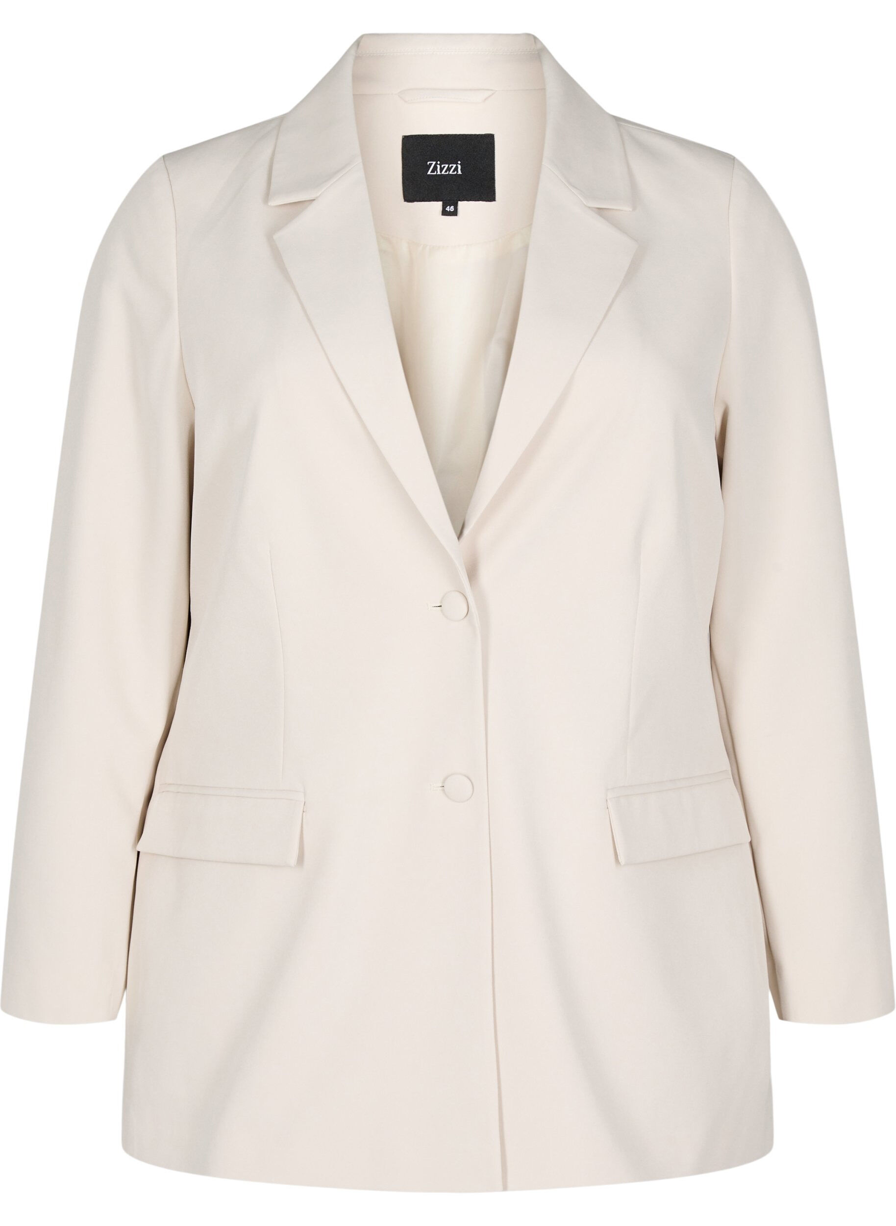 ZizziKlassisk kavaj med knappst&auml;ngning, Beige, Packshot image number 0