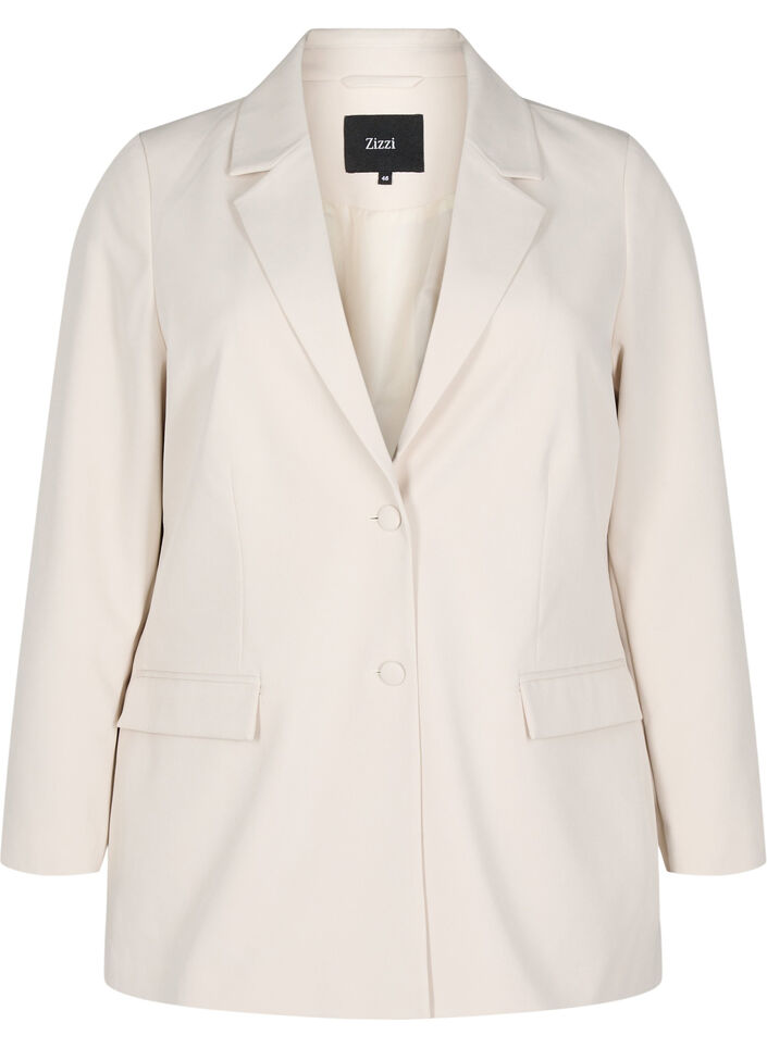 Klassisk kavaj med knappst&auml;ngning, Beige, Packshot image number 0