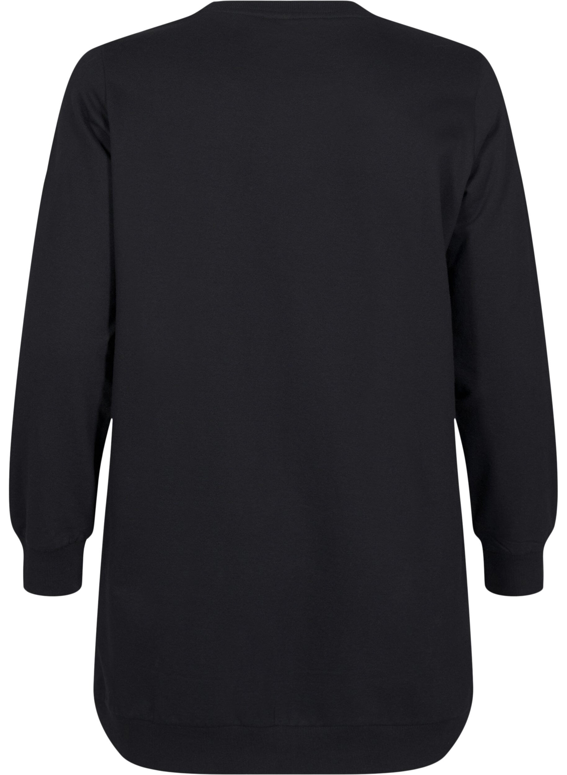 Tunika i sweatshirttyg med metalldetaljer - Svart - Strl. 40-64 - Zizzi