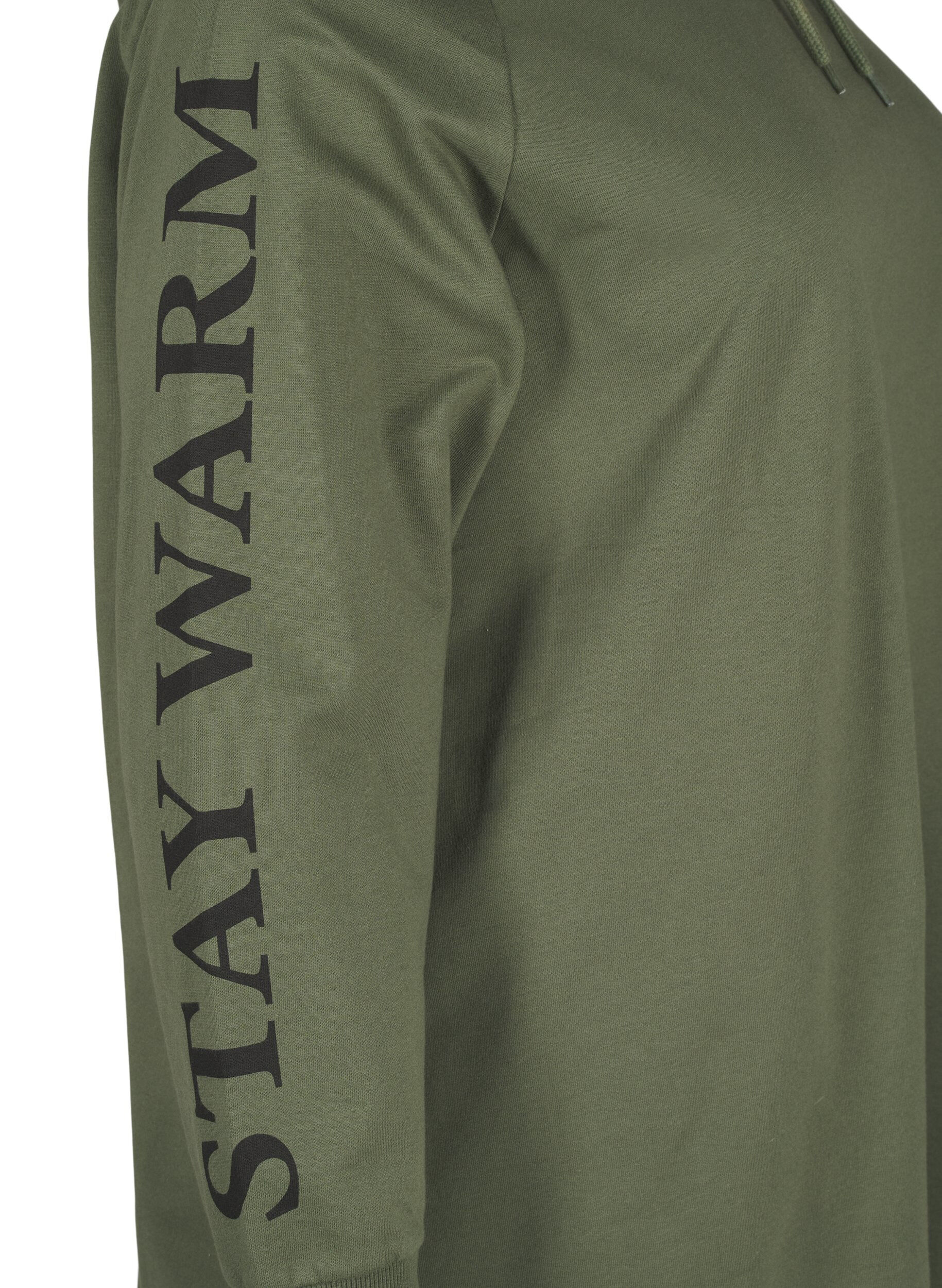 Zizzi Oversized sweatshirt med tryck p&aring; &auml;rmarna, Thyme w. Black, Packshot image number 3