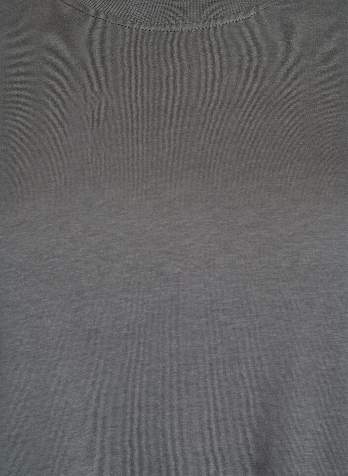 Enkel t-shirt i bomull med rund halsringning, Gr&aring;, Packshot image number 2
