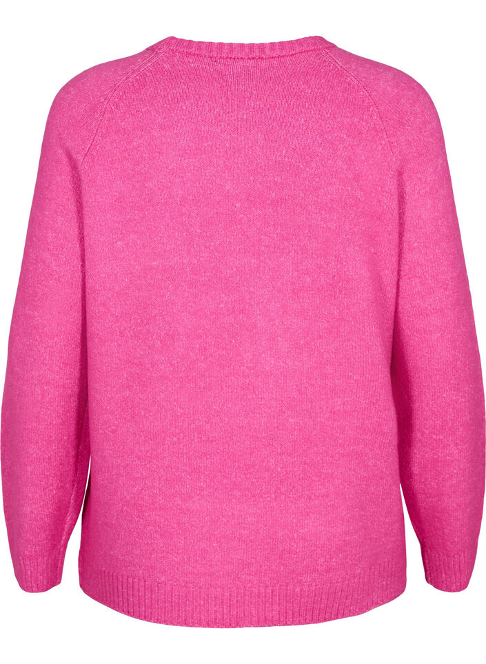 Stickad blus med broderad text, Raspberry Rose, Packshot image number 1