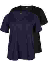 FLASH - 2-pack v-ringade t-shirtar, Navy Blazer/Black