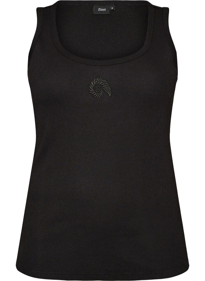 T&aring;tsittande topp med motiv, Svart, Packshot image number 0