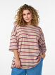 Oversize t-shirt med r&auml;nder och halvl&aring;nga &auml;rmar, Beige, Model image number 0