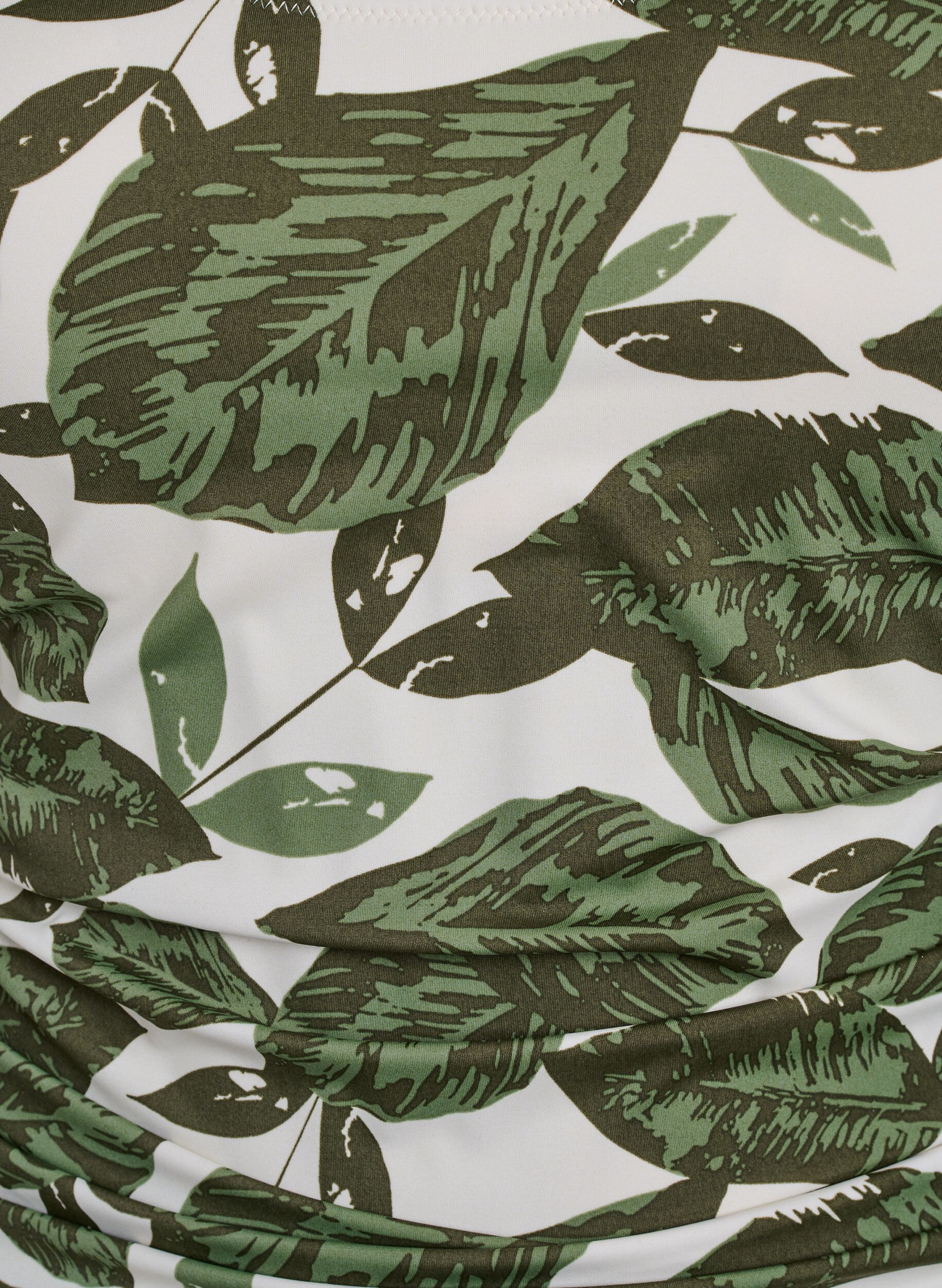 Zizzi Baddr&auml;kt med palmtryck och rynkade detaljer, Gr&ouml;n, Packshot image number 2