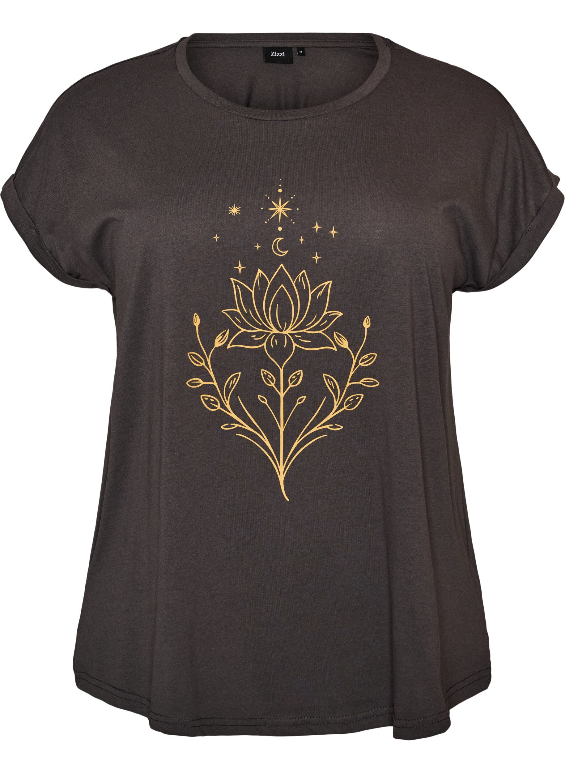 ZizziT-shirt med dekorativt tryck framtill, Gr&aring;, Packshot image number 0