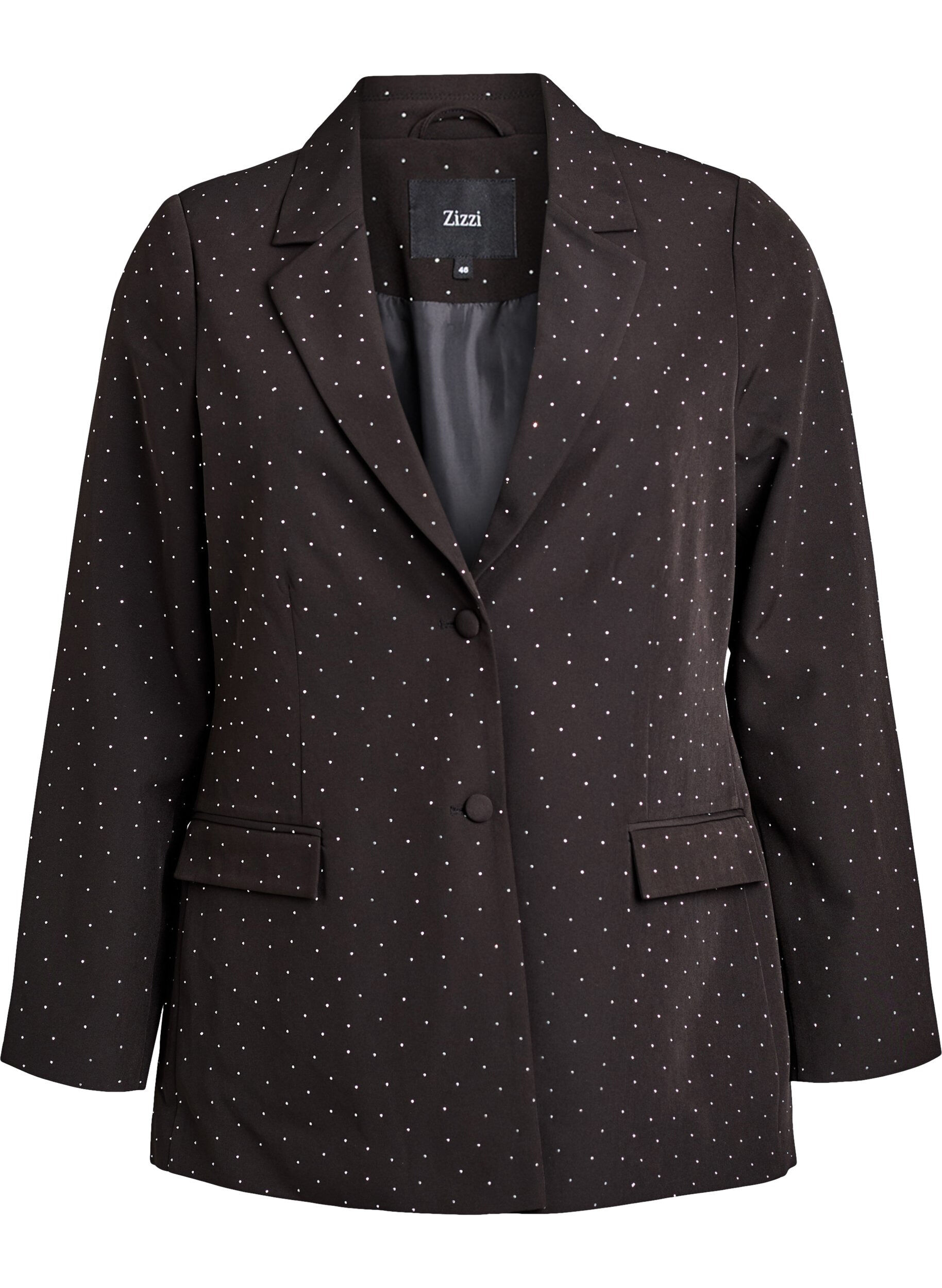Zizzi Blazer med strasstenar, Svart, Packshot image number 0