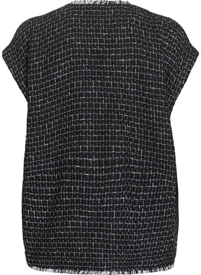 Rutig v&auml;st med dekorativa knappar, Svart, Packshot image number 1