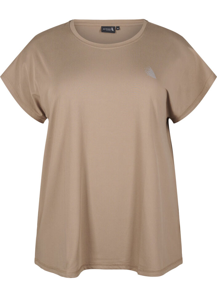 Enfärgad tränings t-shirt, Beige, Packshot image number 0