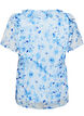 Blommig blus med volangkrage och peplumeffekt, Bl&aring;, Packshot image number 1