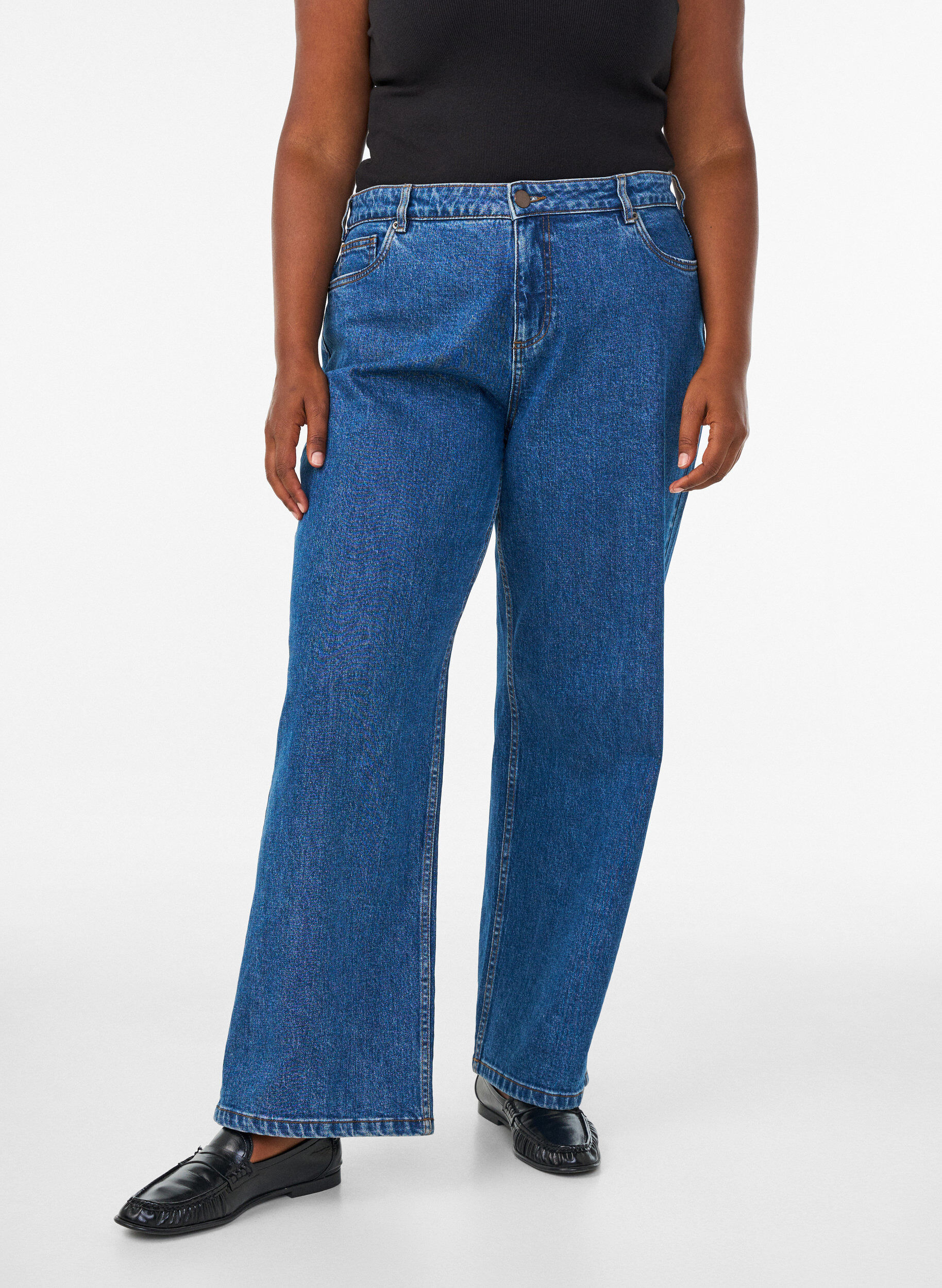 ZizziJeans med vida ben och h&ouml;g midja, Bl&aring;, Model image number 2