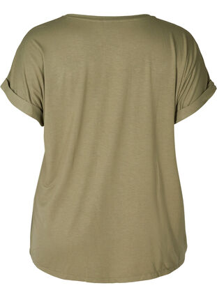 T-shirt i viskosmix med rund hals, Deep Lichen Green, Packshot image number 1