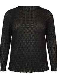 Blus med h&aring;lm&ouml;nster och l&aring;nga &auml;rmar, Svart