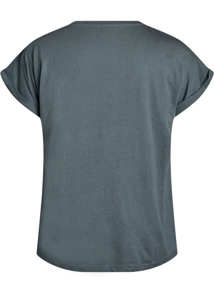 Kort&auml;rmad t-shirt i bomullsmix, Gr&ouml;n, Packshot image number 1