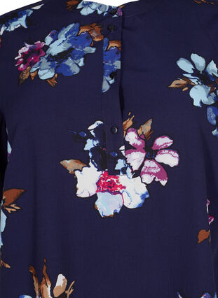 FLASH - Tryckt tunika med korta ärmar, Big Blue Flower, Packshot image number 2