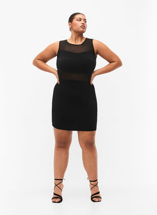 Ärmlös klänning med slim fit, Black, Model image number 3