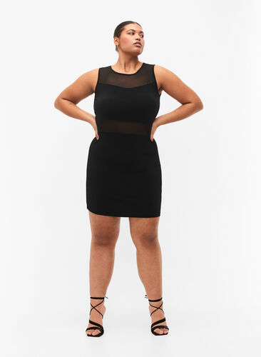 Ärmlös klänning med slim fit, Black, Model image number 3