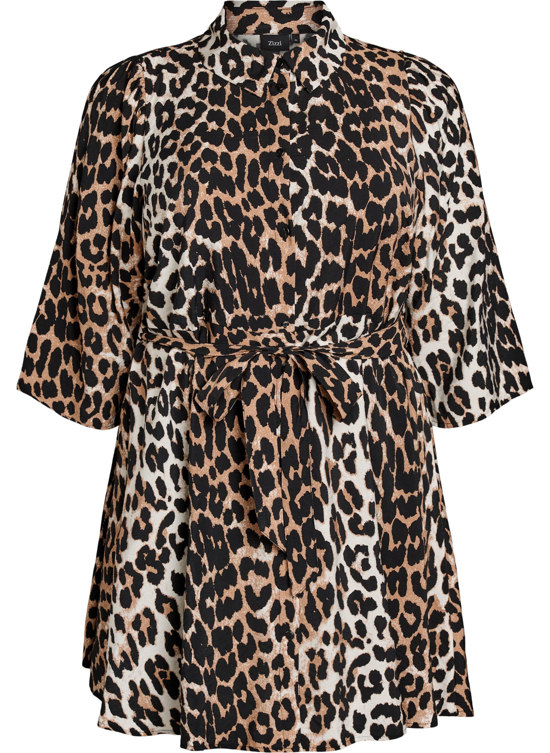 M&ouml;nstrad tunika med knytsk&auml;rp och 3/4-&auml;rmar