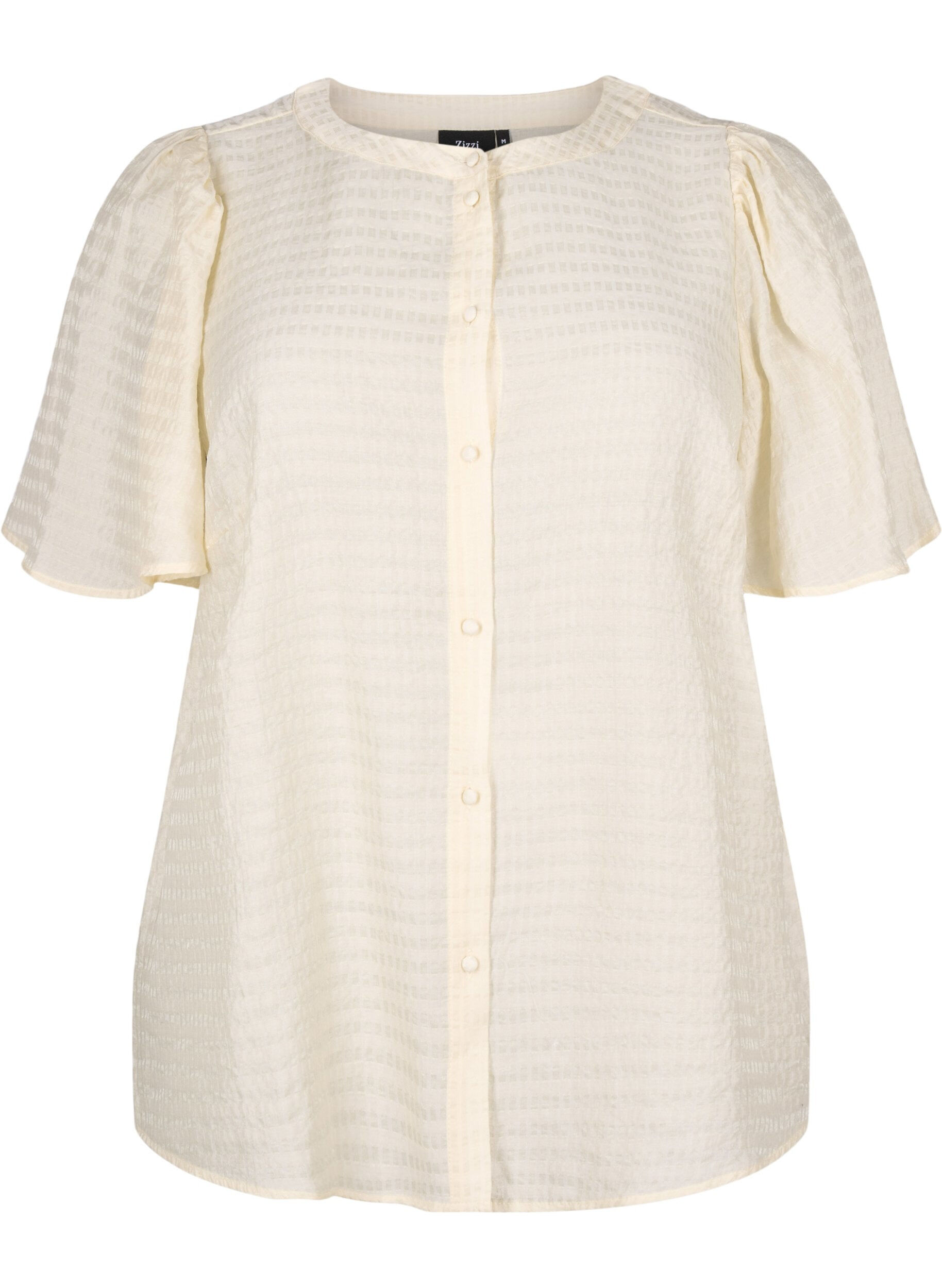 Zizzi Lyocell skjortblus med struktur, Antique White, Packshot image number 0