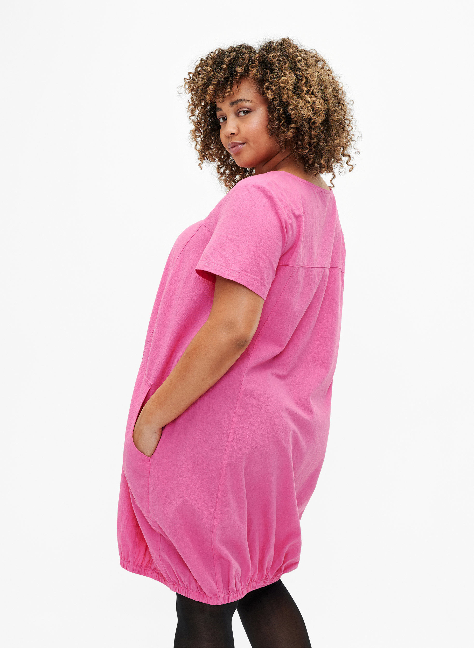 ZizziKort&auml;rmad bomullskl&auml;nning, Rosa, Model image number 2