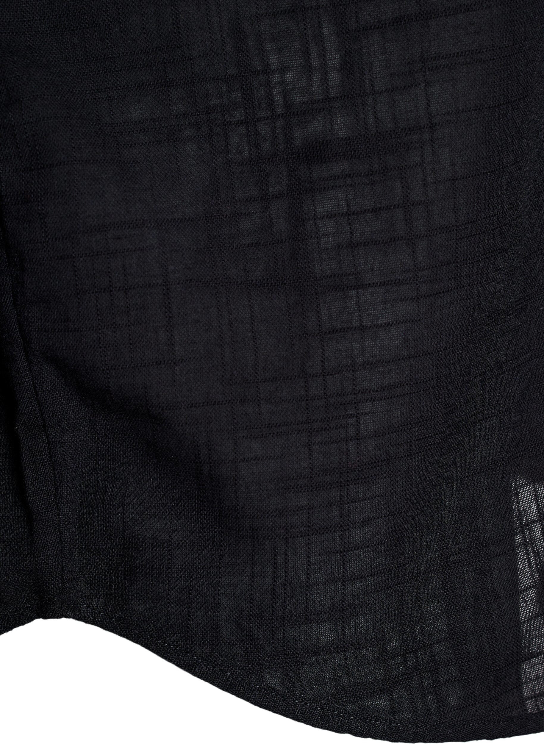 Zizzi L&ouml;s blus med cap-&auml;rmar, Svart, Packshot image number 3