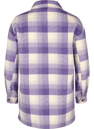 Rutig skjortjacka med knappar och fickor, Purple Check, Packshot image number 1