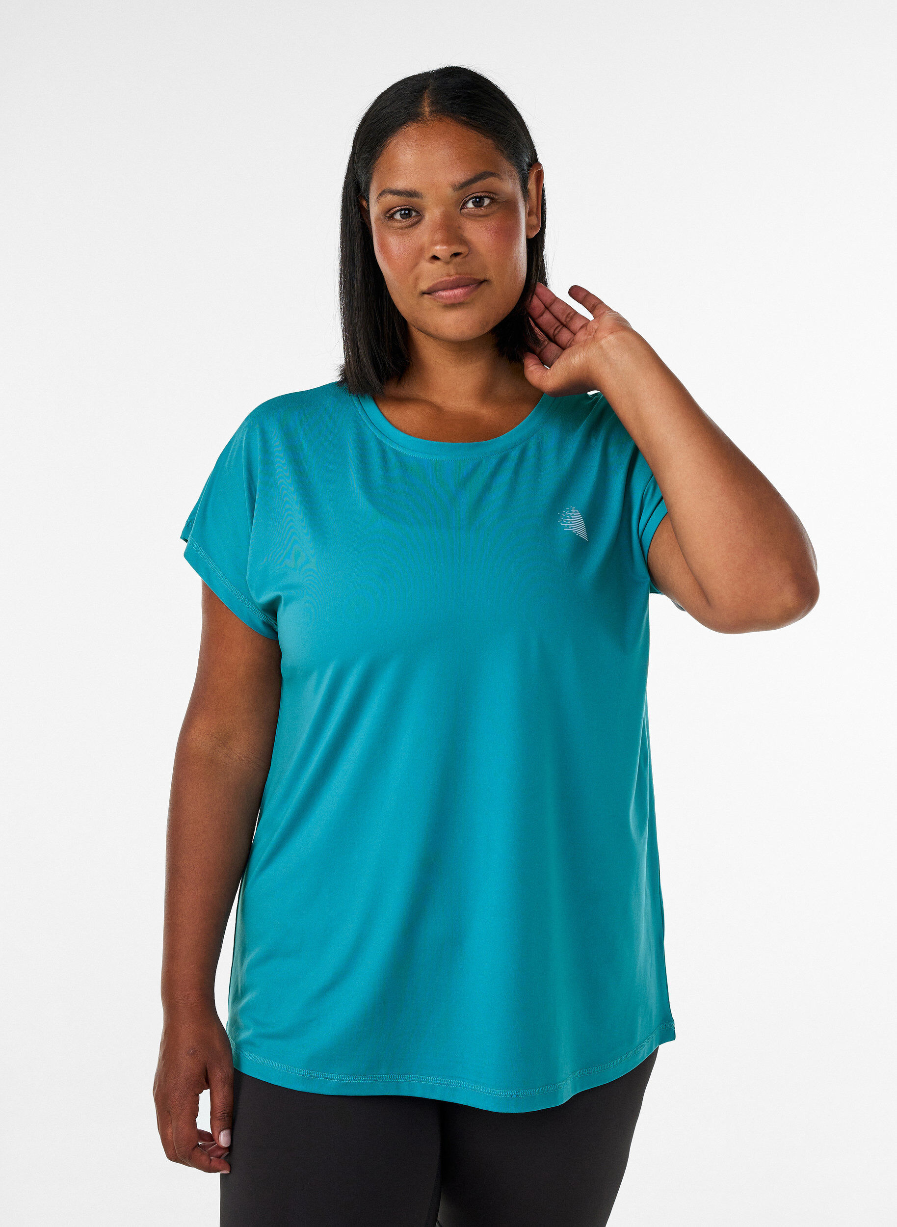 Enf&auml;rgad tr&auml;nings-T-shirt, Bl&aring;, Model